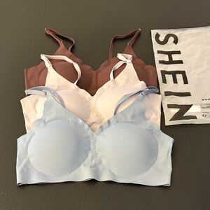 SHEIN Seamless Bra Trio - Brown, Cream, Blue